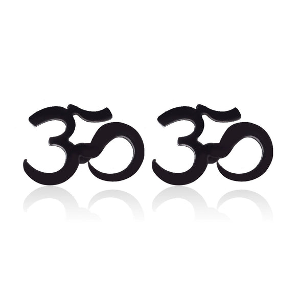 Women's Stainless Steel Letter Pattern Earrings With Praying Symbol And Electroplated Finish Fashion Jewelry