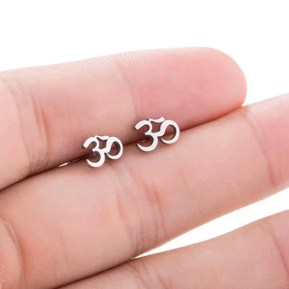Women's Stainless Steel Letter Pattern Earrings With Praying Symbol And Electroplated Finish Fashion Jewelry