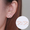 Women's Stainless Steel Letter Pattern Earrings With Praying Symbol And Electroplated Finish Fashion Jewelry
