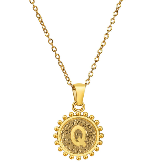 Women's Stainless Steel Letter Pendant Necklace With O Chain Simple Electroplated Clavicle Jewelry