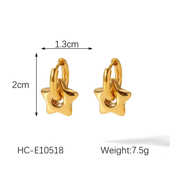 Women's Stainless Steel Love Flower Heart Star Pendant Earrings Electroplated