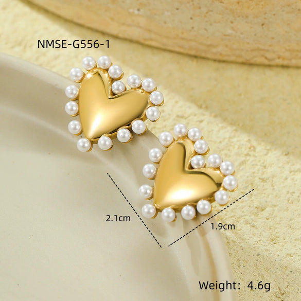 Women's Stainless Steel Love Series Peach Heart Earrings With Electroplating Design