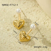 Women's Stainless Steel Love Series Peach Heart Earrings With Electroplating Design