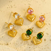 Women's Stainless Steel Love Series Peach Heart Earrings With Electroplating Design