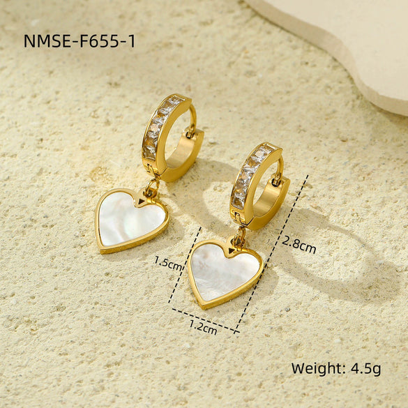 Women's Stainless Steel Love Series Peach Heart Earrings With Electroplating Design
