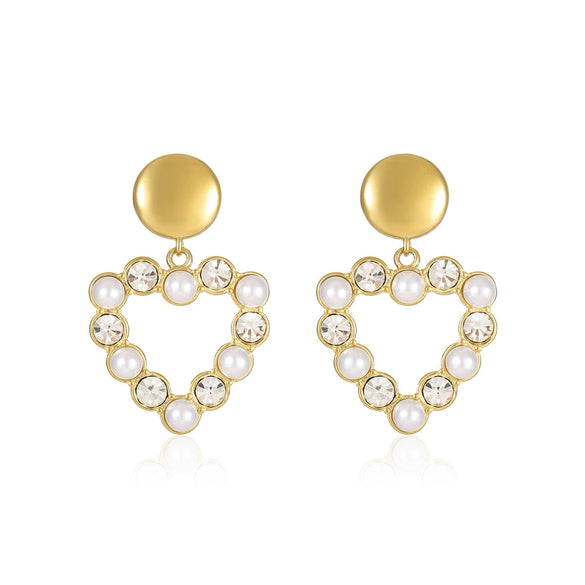 Women's Stainless Steel Love Series Peach Heart Earrings With Electroplating Design
