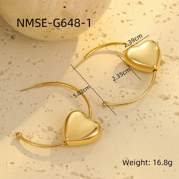 Women's Stainless Steel Love Series Peach Heart Earrings With Electroplating Design