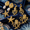 Women's Stainless Steel Marine Style Shell Pearl Starfish Jellyfish Geometric Earrings With Stamped High End Fashion Design