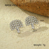 Women's Stainless Steel Metal Ball Splicing Big Tree Earrings With Electroplating Design And Fashion Style
