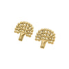 Women's Stainless Steel Metal Ball Splicing Big Tree Earrings With Electroplating Design And Fashion Style
