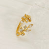 Women's 316L Stainless Steel Microinlaid Zircon Horse Eye Ring Geometric Electroplating Trendy Simple Cold Style Opening Adjustable