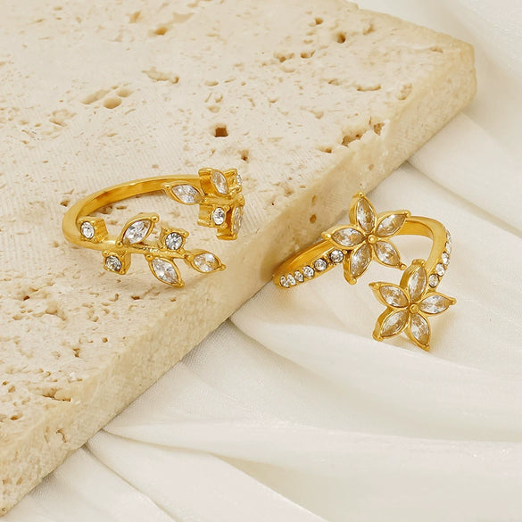 Women's 316L Stainless Steel Microinlaid Zircon Horse Eye Ring Geometric Electroplating Trendy Simple Cold Style Opening Adjustable