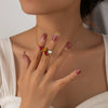 Women's Stainless Steel Minimalist Geometric And Drop Shape Ruby Zircon Clavicle Necklace