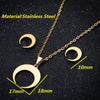 Women's Stainless Steel Moon Stud Earrings And Necklace Set With Geometric Pendant And Electroplated Finish