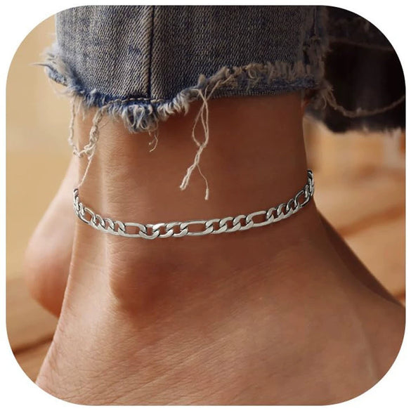 Women's Stainless Steel Multi Layer Geometric Anklet Beach Foot Chain Fashion Jewelry