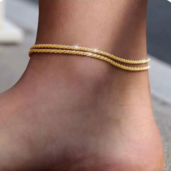 Women's Stainless Steel Multi Layer Geometric Anklet Beach Foot Chain Fashion Jewelry