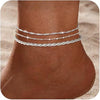 Women's Stainless Steel Multi Layer Geometric Anklet Beach Foot Chain Fashion Jewelry