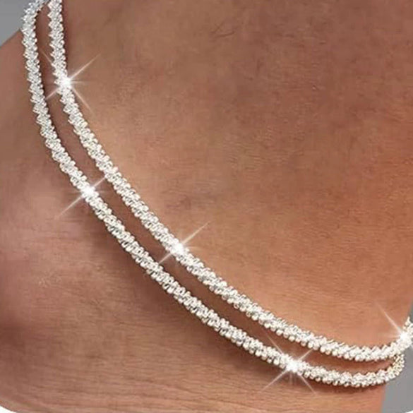 Women's Stainless Steel Multi Layer Geometric Anklet Beach Foot Chain Fashion Jewelry