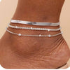 Women's Stainless Steel Multi Layer Geometric Anklet Beach Foot Chain Fashion Jewelry