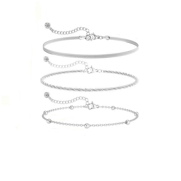 Women's Stainless Steel Multi Layer Geometric Anklet Beach Foot Chain Fashion Jewelry