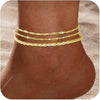 Women's Stainless Steel Multi Layer Geometric Anklet Beach Foot Chain Fashion Jewelry