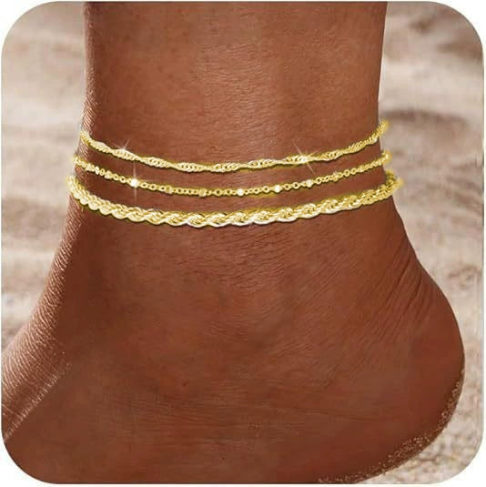Women's Stainless Steel Multi Layer Geometric Anklet Beach Foot Chain Fashion Jewelry