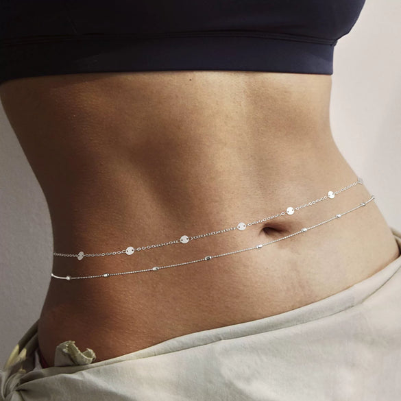 Women's Stainless Steel Multi Layer Waist Chain Adjustable Simple Fashion Body Jewelry
