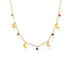 Women's Stainless Steel Multicolor Rhinestone Tassel Moon Clavicle Necklace With Zircon Pendant Electroplated 18K Gold Geometric Style