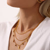 Women's Stainless Steel Multicolor Rhinestone Tassel Moon Clavicle Necklace With Zircon Pendant Electroplated 18K Gold Geometric Style