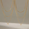 Women's Stainless Steel Multilayer Clavicle Necklace With Geometric Pendant And Pvd Vacuum Gold Plating