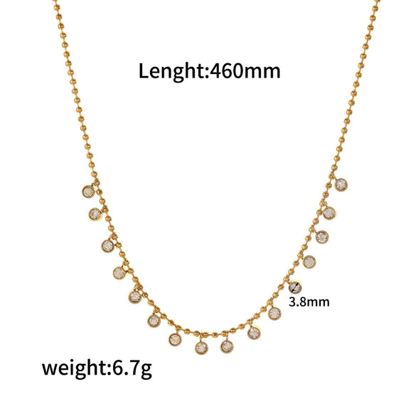 Women's Stainless Steel Multizircon Geometric Dotted Diamond O Word Chain Necklace Light Luxury Style