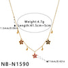 Women's Stainless Steel Necklace And Bracelet Set With Floral Enamel Design Rhinestone Inlay And 18K Vacuum Plated Geometric Style