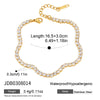 Women's Stainless Steel Necklace And Bracelet Set With Full Diamond Wave Design And Geometric Plated Jewelry
