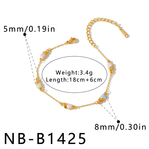 Women's Stainless Steel Necklace And Bracelet Set With Geometric Crab Heart Pattern And Oil Drip Electroplated Finish
