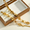 Women's Stainless Steel Necklace And Bracelet Set With Geometric Pattern And 18K Gold Vacuum Plated Commuter Style