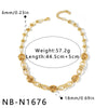 Women's Stainless Steel Necklace And Bracelet Set With Geometric Pattern And 18K Gold Vacuum Plated Commuter Style