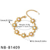 Women's Stainless Steel Necklace And Bracelet Set With Sunflower Pattern Geometric Design And 18K Vacuum Plated Enamel Finish