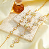 Women's Stainless Steel Necklace And Bracelet Set With Sunflower Pattern Geometric Design And 18K Vacuum Plated Enamel Finish