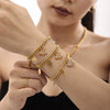 Women's Stainless Steel Necklace And Bracelet Set With Zircon Pendant Electroplated Light Luxury Jewelry