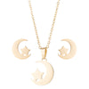 Women's Stainless Steel Necklace And Star Earrings Set With Geometric Cartooninspired Design And Electroplated Finish