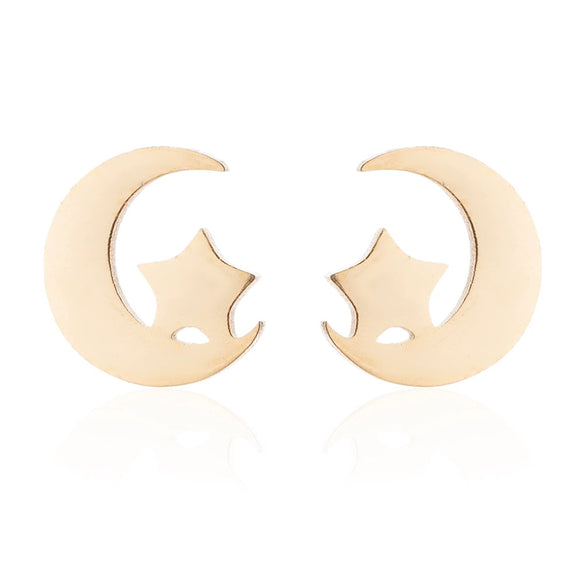 Women's Stainless Steel Necklace And Star Earrings Set With Geometric Cartooninspired Design And Electroplated Finish
