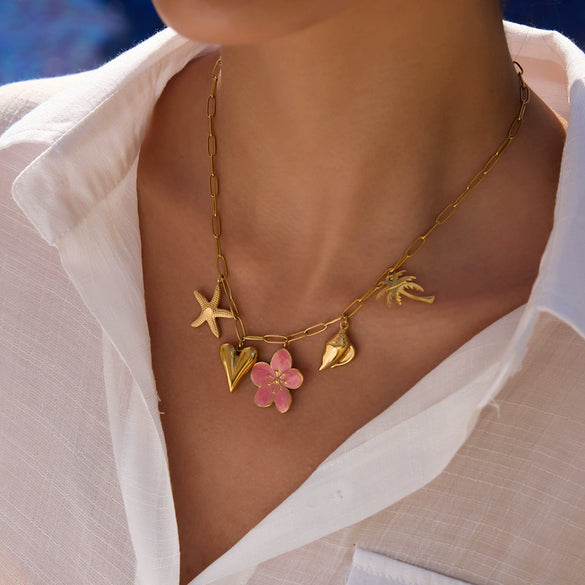Women's Stainless Steel Necklace With Bow Pendant And Electroplating Design