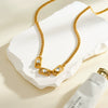 Women’s Stainless Steel Necklace With Geometric Square Heart Design Zircon Accents And 18K Vacuum Plated Finish