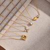 Women's Stainless Steel Necklace With Zircon Inlaid Heart Geometric Pendant 18K Gold Vacuum Plated Regular Clavicle Chain