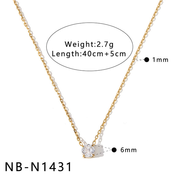 Women's Stainless Steel Necklace With Zircon Inlaid Heart Geometric Pendant 18K Gold Vacuum Plated Regular Clavicle Chain