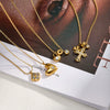 Women's Stainless Steel Necklace With Zircon Inlaid Heart Geometric Pendant 18K Gold Vacuum Plated Regular Clavicle Chain