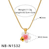 Women's Stainless Steel Oil Drip Flower Geometric Jewelry Set With Necklace Bracelet And Earrings In Gold Tone Vacuum Plating