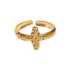 Women's Stainless Steel Open Cross Ring With Gold Plated Electroplated Finish And Niche Style