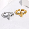 Women's Stainless Steel Open Cross Ring With Gold Plated Electroplated Finish And Niche Style
