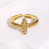 Women's Stainless Steel Open Cross Ring With Gold Plated Electroplated Finish And Niche Style